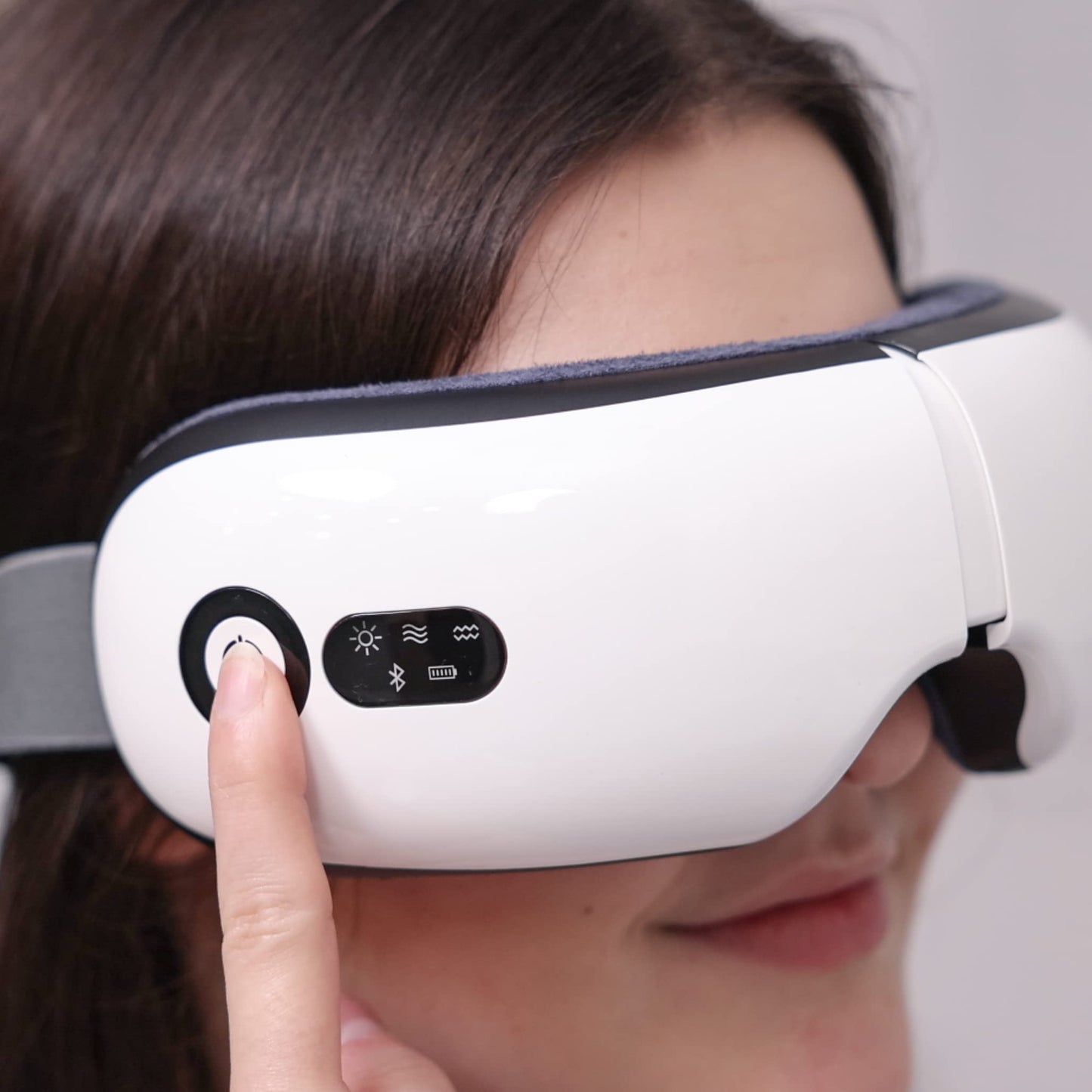 Eyeology Eye Massager with Heat, Intelligent Eye Mask for Eyes Fatigue Relief, White