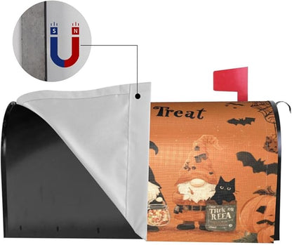 Mailbox Covers Gnomes Halloween Pumpkin Gnomes Halloween Pumpkin Magnetic Letter Post Box Cover Standard Size 21 x 18 Inch Garden Yard Home Decorative