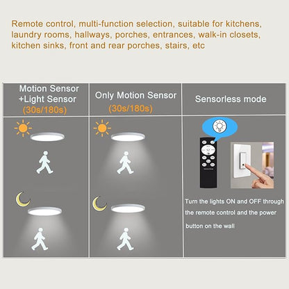 12 Inch Motion Sensor Ceiling Light Indoor Wired, LED Motion Sensor Light Indoor with Remote, Flush Mount Light Fixture for Closet Hallway Laundry Porch Pantry, White