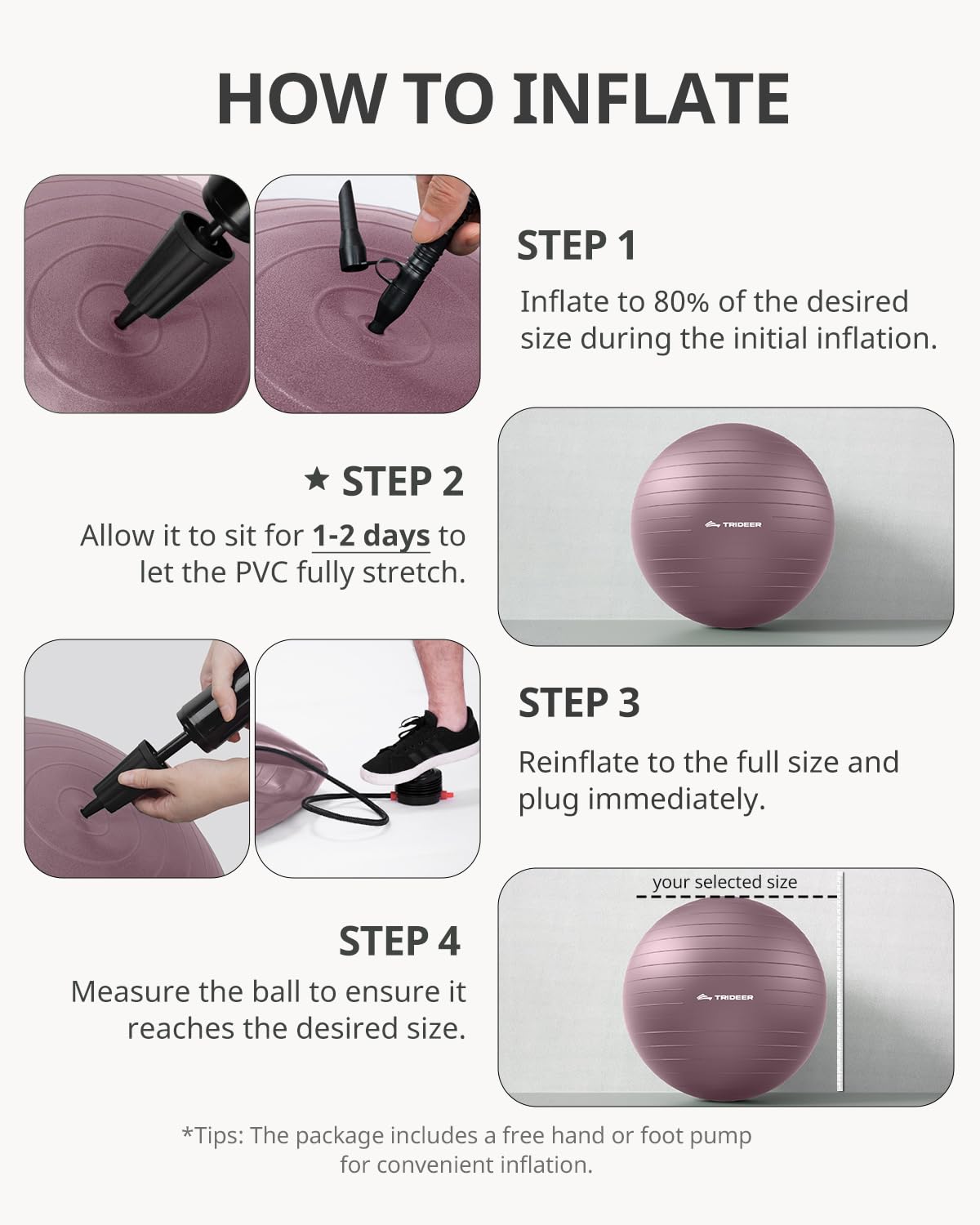 Trideer Yoga Ball for Pregnancy Office Ball Chair– Exercise Ball for Birthing, Labor, Stretching & Core Workout – Anti-Burst, Slip-Resistant for Home Gym, Flexible Seating & Physical Therapy