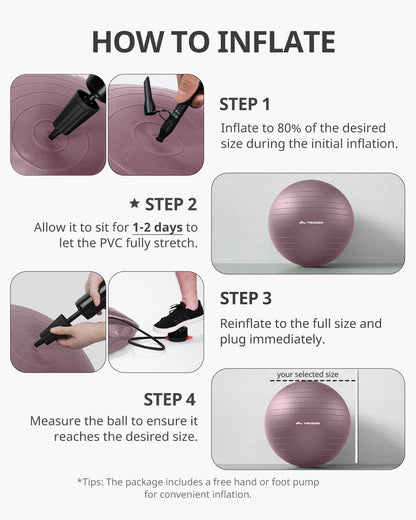 Trideer Yoga Ball for Pregnancy Office Ball Chair– Exercise Ball for Birthing, Labor, Stretching & Core Workout – Anti-Burst, Slip-Resistant for Home Gym, Flexible Seating & Physical Therapy