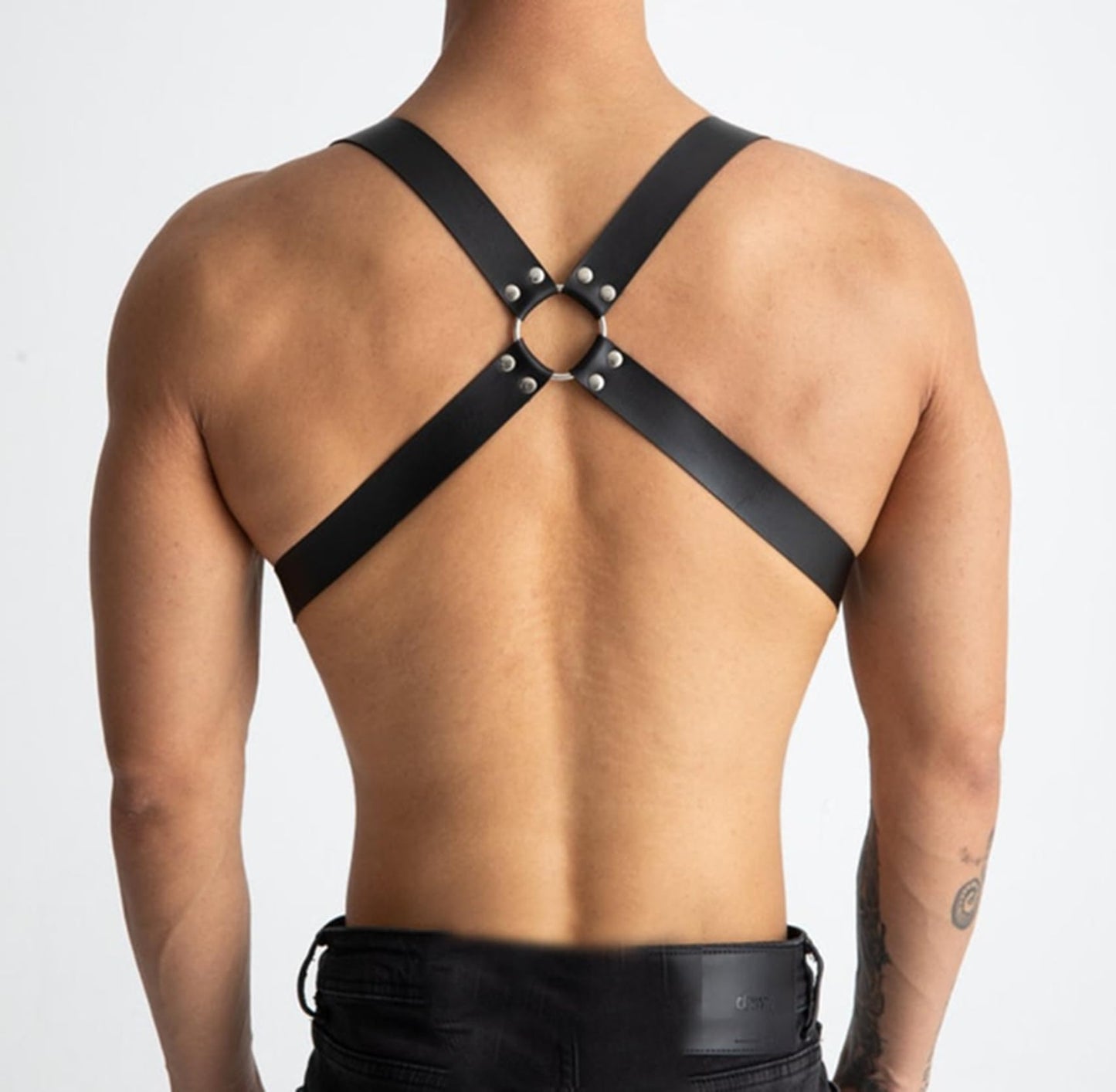 TWBQND Men's Sexy Leather Shoulder Belt Adjustable Punk Breastplate Chest Belt Stylish Waist Harness Tough Gay Behind Cross Body Straps Body Jewelry Costumes Dress Up for Party Club Bar
