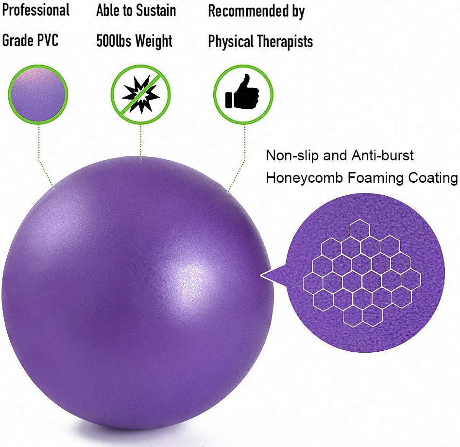 3 Pack Mini Exercise Balls with Air Pump, 9-10 Inch Grade Anti Burst Slip Resistant Small Pilates Ball for Yoga Fitness Stability Barre Balance Training Physical Therapy