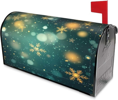 Festive Magnetic Mailbox Cover Snowflake Winter Outdoor Mailbox Protector Holiday Seasonal Decorative Garden Yard Home Large Size 25.5 x 21 Inch