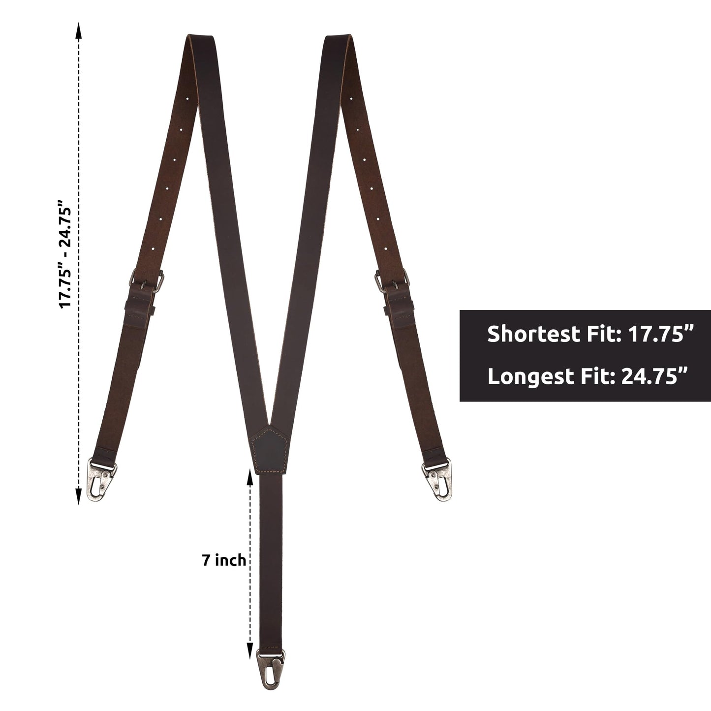 NUTUCH Grain Leather Suspender for Men | Y Design Suspenders | Leather Braces Western | Heavy Duty adjustable Dress Suspender | Men Suspenders for Jeans Dress Pants(Dark Brown Vintage)