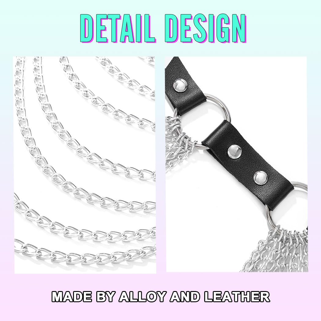 Nicute Leather Waist Chain Belt Punk Black Belts Goth Rave Body Accessories for Women