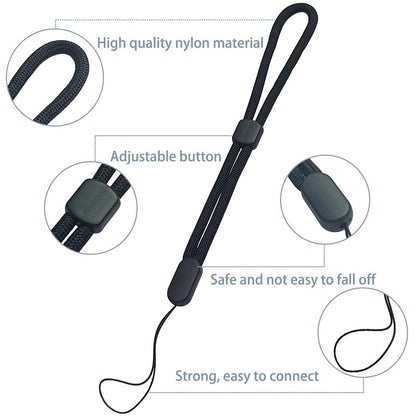 yuntop 5PCS Wrist lanyard, 7.8 inch Hand Wrist Strap Lanyard, Adjustable Nylon Wristlet Straps for Cell Phone, Camera, GoPro, PSP, USB Flash Drives, Flashlight (Black)