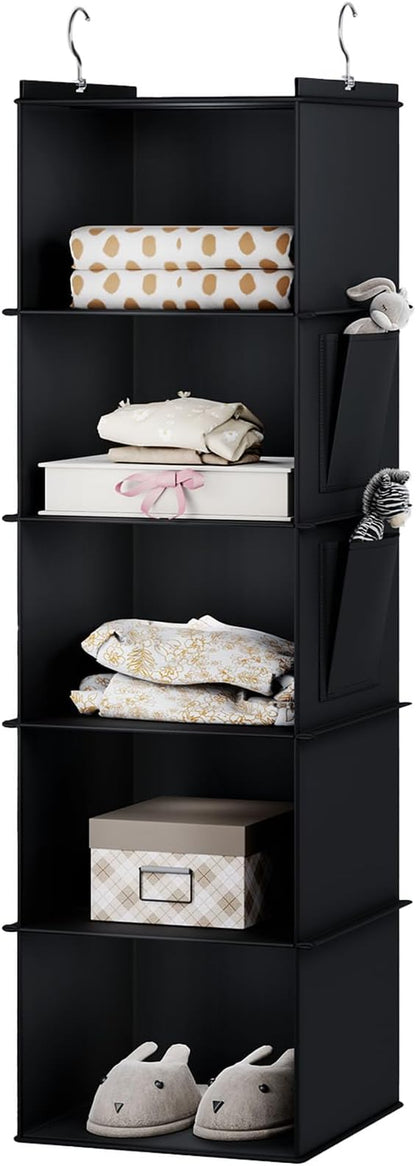 YOUDENOVA Hanging Closet Organizer, 5-Shelf Closet Hanging Storage Shelves