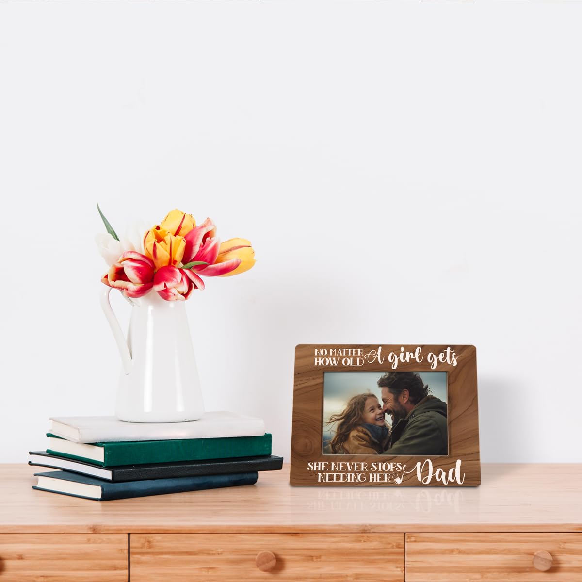 Dad Gifts, Rustic Wood Photo Frame Gifts from Daughter, Dad & Daughter Picture Frame, 4x6 Inch, Father's Day Birthday Thanksgiving Christmas Gift, Farmhouse Home Decor, Display on Tabletop, Desk A1