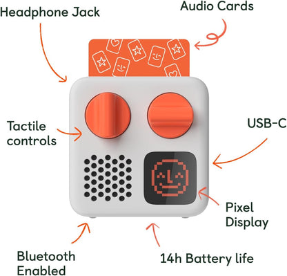 Yoto Mini (2024 Edition) + Make Your Own Card – Kids Screen-Free Bluetooth Audio Player, All-in-1 Travel Device Plays Stories Music Podcast Radio Ok-to-Wake Clock, Use as Speaker or with Headphones