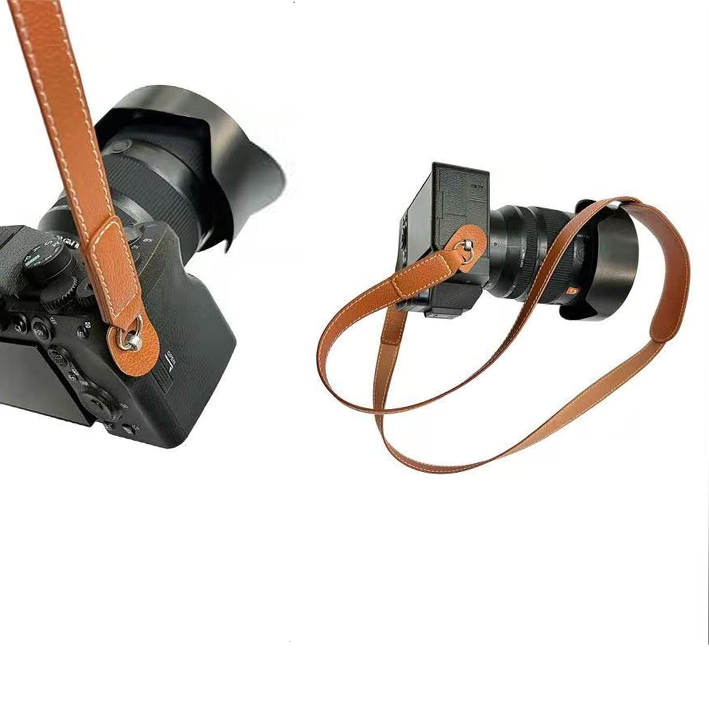 PU Leather Camera Strap For Photographers Retro Decompre Ssion Design Strap Neck, Shoulder or Safety Tether Oblique Straddle (Dark brown)