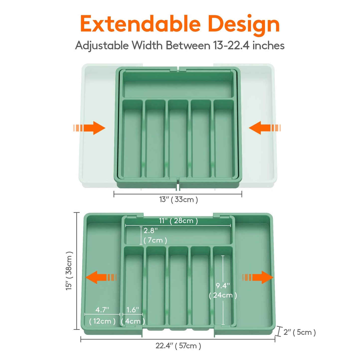 Lifewit Silverware Drawer Organizer, Expandable Utensil Tray for Kitchen, BPA Free Flatware and Cutlery Holder, Adjustable Plastic Storage for Spoons Forks Knives, 8.5"-14.1" x 12.1", Black