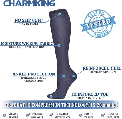 Compression Socks for Women & Men - 15-20 mmHg Circulation Support | 8 Pairs for Athletic Cycling