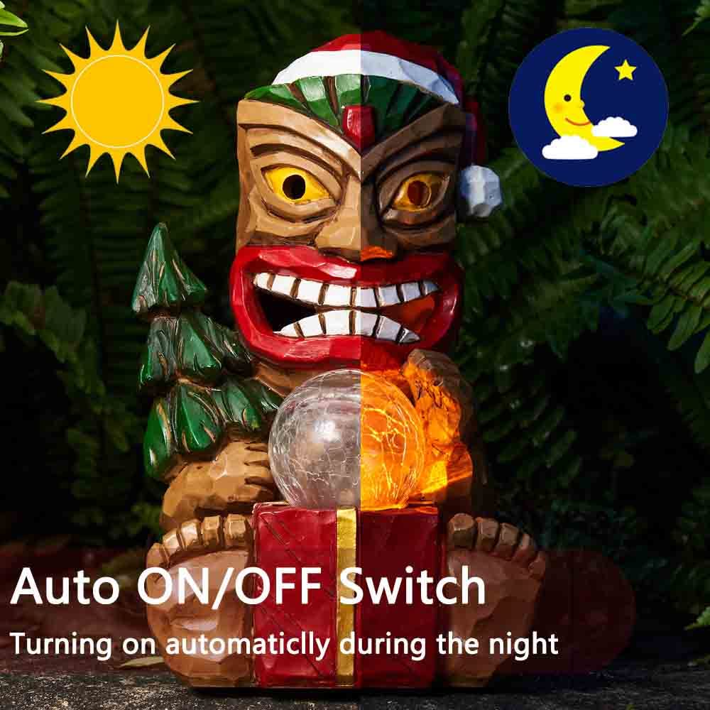 Yiosax Outdoor Garden Decor-Christmas Tiki Totem Statues Light Beautiful Gift-Giving for Your Indoor Christmas & Holiday Decorations（9.65“）
