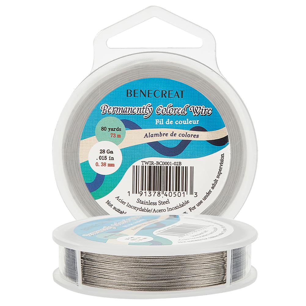 BENECREAT 240-Feet 0.015inch (0.38mm) 7-Strand Bead String Wire Nylon Coated Stainless Steel Wire for Necklace Bracelet Beading Craft Work