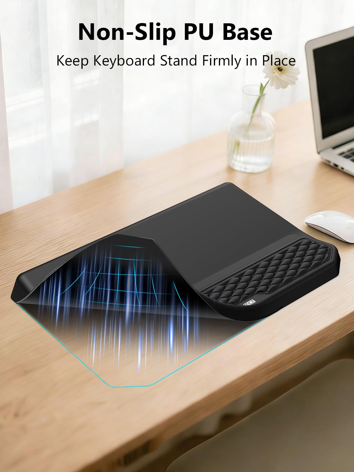 2-in-1 Ergonomic Keyboard Stand with Wrist Rest, Comfy Keyboard Riser Holder with Massage Design, Black