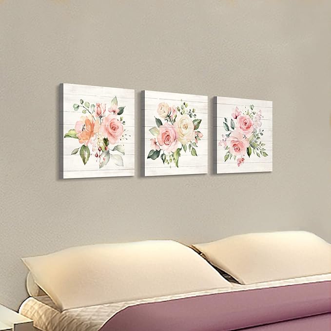 Hardy Gallery Nature Picture Floral Arts Paintings: Bloom Antique Roses Bouquet Graphic Artwork Print on Wrapped Canvas For Walls
