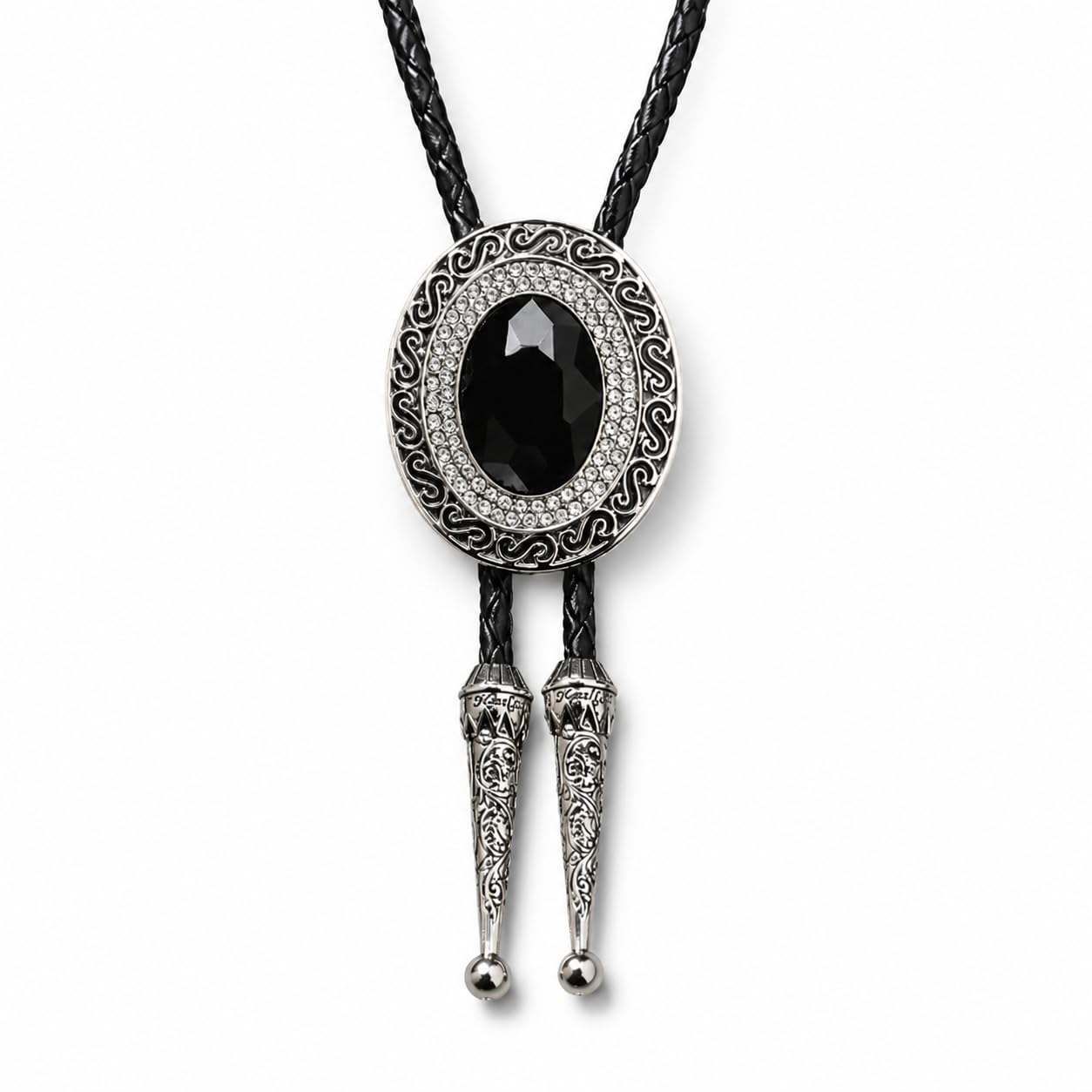 Doitby Rhinestone Bolo Tie for Men, Western Cowboy Necktie Leather Bolo Ties Necklace for Men Women