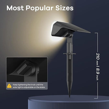 Linkind Solar Spot Lights Outdoor, 60 LEDs Solar Landscape Lights with 30% Conversion Rate and Waterproof IP67, Ideal for Outside, Garden, Yard, Pathway (6 Pack, Warm White)