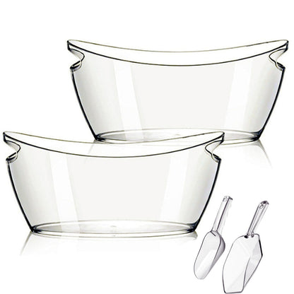 Ice Bucket, 2 PCS 5.5L Acrylic Ice Buckets, Large Beverage Tub for Parties, Mimosa Bar Supplies Beverage Tub and Scoops for Champagne Beer Sparkling Wine Cocktails (2-4 bottles)