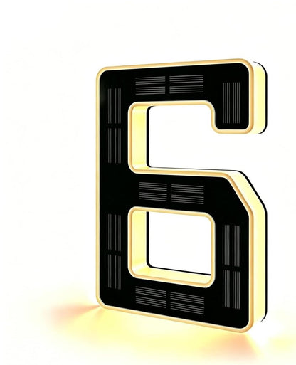 Solar Lighted House Numbers for Outside - 6.7-Inch Solar LED House Numbers & Letters, IP44 Weatherproof Wall Mount for Home Garage Fence with Easy Installation (6-Black)