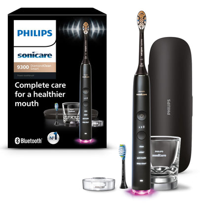 Philips Sonicare DiamondClean Smart 9300 Electric Toothbrush, Sonic Toothbrush with App, Pressure Sensor, Brush Head Detection, 4 Brushing Modes and 3 Intensity Levels, White, Model HX9903/05