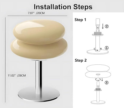 Mushroom Lamp for Bedroom,Mid Century Modern Lamp for Nightstand, Dimmable Retro Egg Tart Bedside Small Lamps,Unique Home Mushroom Decor Aesthetic Cute Table Lamps for Living Room(Orange Red)