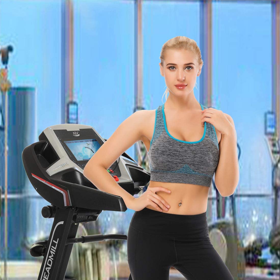 TOBWIZU Sports Bras for Women, Medium Support Yoga Gym Activewear Bras with Pocket