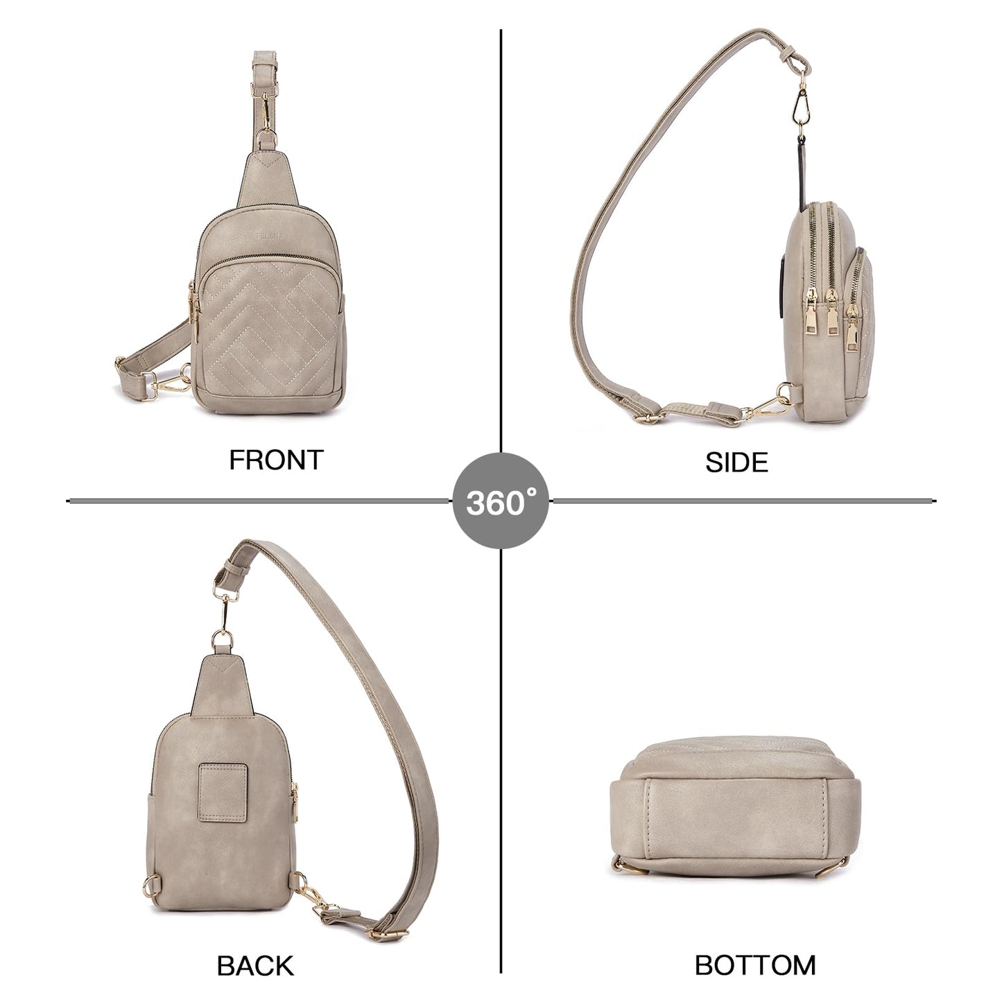 Telena Crossbody Sling Bags for Women, PU Leather Fanny Packs Cross Body Bag for Woman