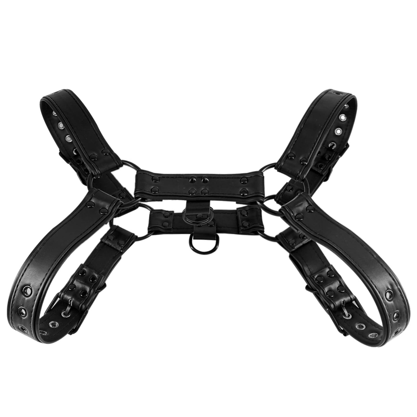 ZZRBVFH Men's Adjustable PU Leather Chest Harness - Fashion Body Shoulder Straps with Buckles for Clubwear Party Outfits (Black)