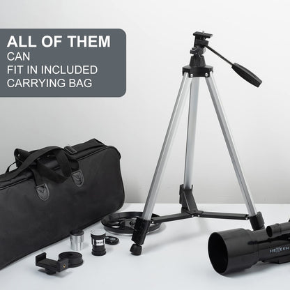 Telescope 70mm Aperture 500mm - for Kids & Adults Astronomical Refracting Telescopes AZ Mount Fully Multi-Coated Optics, with Diagonal Mirror Phone Adapter, Carrying Bag, Wireless Remote Black