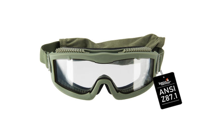 Lancer Tactical AERO Airsoft Tactical Safety Goggles -3mm Dual Pane Lens, Anti-Fog Glasses for Hunting and Cycling-One Len (OD Green/Clear)