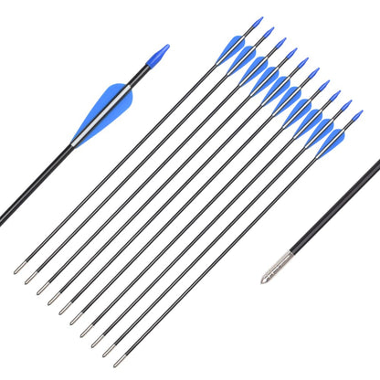 Fiberglass Arrows Archery 28 Inch Target Shooting Practice Safetyglass with Blue and White Vane for Recurve Bows Suitable for Youth Woman Beginner 6 PCS
