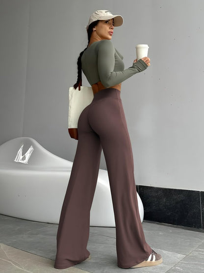 YEOREO Workout Leggings Womens No Front Seam Straight Leggings 35" High Waist Buttery Eddiy Gym Yoga Pants Plum Brown XL