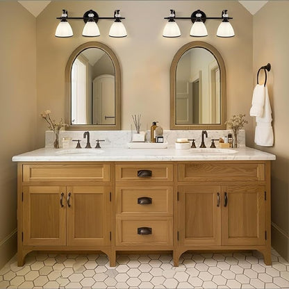 ANDY STAR Milky Glass Bathroom Vanity Light Over Mirror, 3-Light Matte Black Bathroom Light Fixtures with Frosted Glass, 22.5 inch Modern Vanity Lighting Wall Mount, E26 Base, Bulbs Not Included