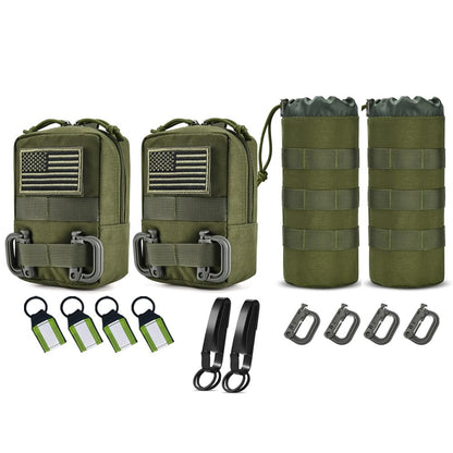4 Pack Tactical Pouches, Molle Pouches for Backpacks, Molle Water Bottle Pouch, Backpack Attachments (Green)