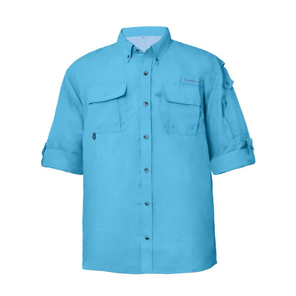Riverruns UPF 50+ Men's Fishing Shirts Long Sleeve UV Protection Shirts Water-Repellent for Hiking, Fishing, Camping (Blue,Large)