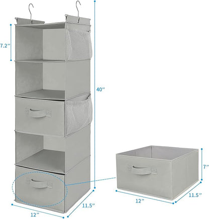 MAX Houser 5 Tier Shelf Hanging Closet Organizer, Cloth Hanging Shelf
