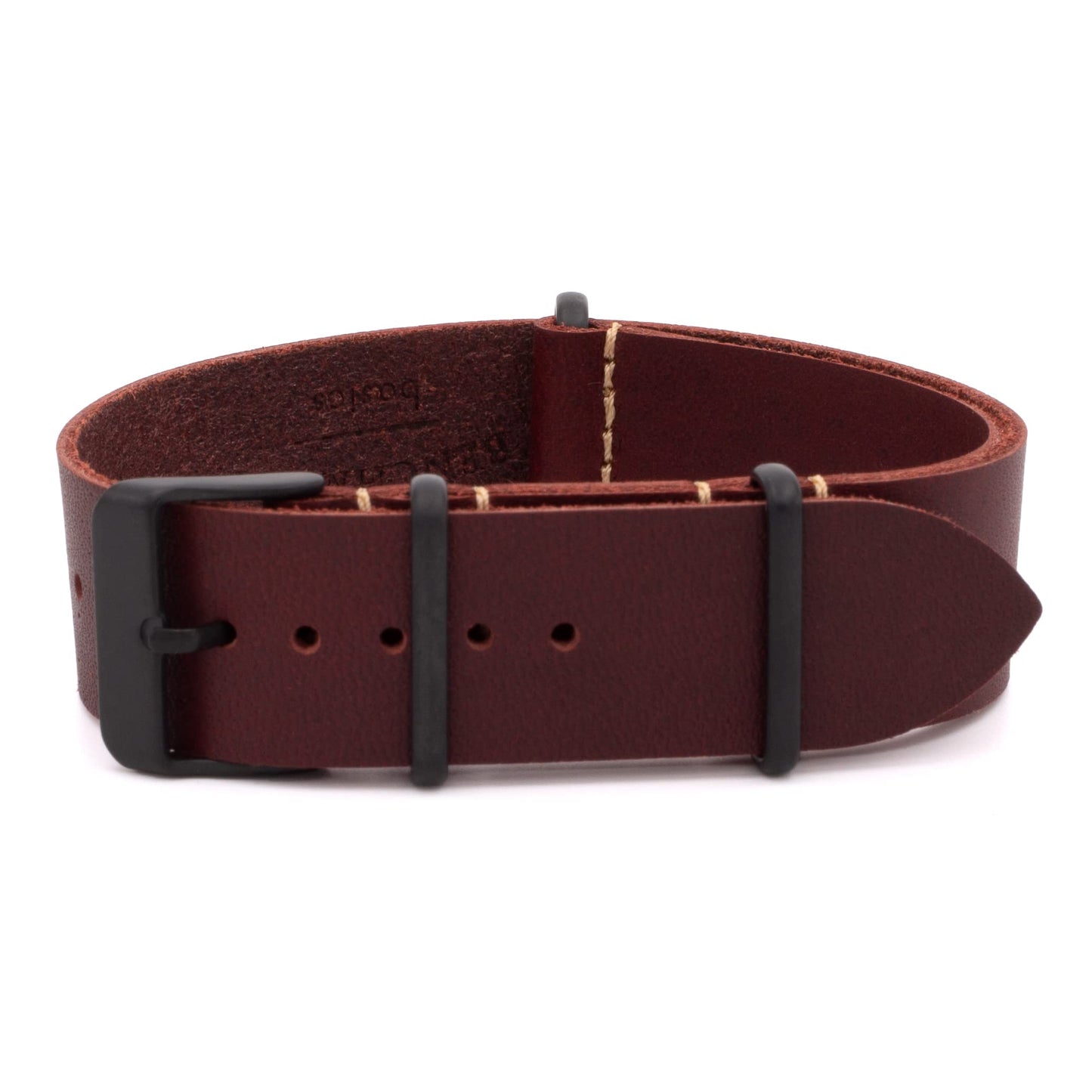 Benchmark Basics Leather Watch Band - Crazy Horse Oiled Leather One-Piece Watch Straps for Men & Women - 24mm, Oxblood PVD