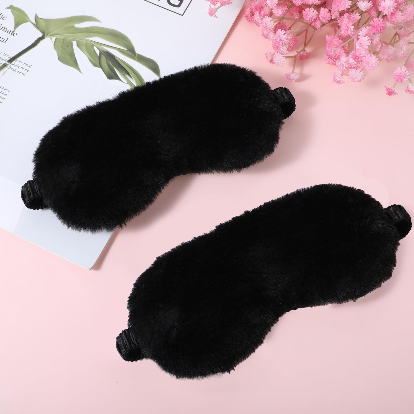 2 Pack Plush Sleeping Eye Mask Soft Plush Eye Mask Fuffy Eye Cover Comfortable Sleep Mask Blindfold Rainbow Faux Fur Eye Shade for Women, Men and Kids Travel Nap Sleeping 565488_2_3pL1H9vJ3