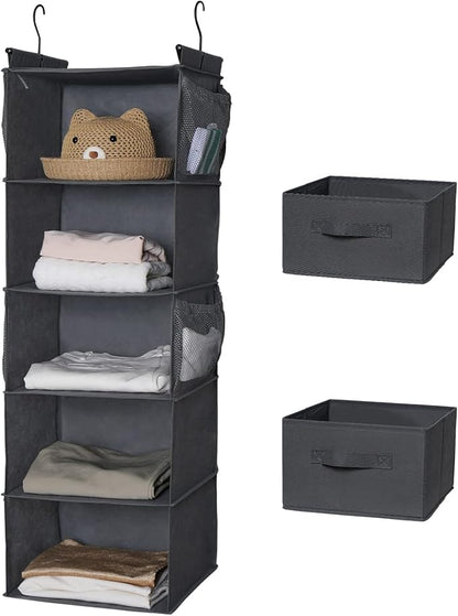 MAX Houser 5 Tier Shelf Hanging Closet Organizer, Cloth Hanging Shelf