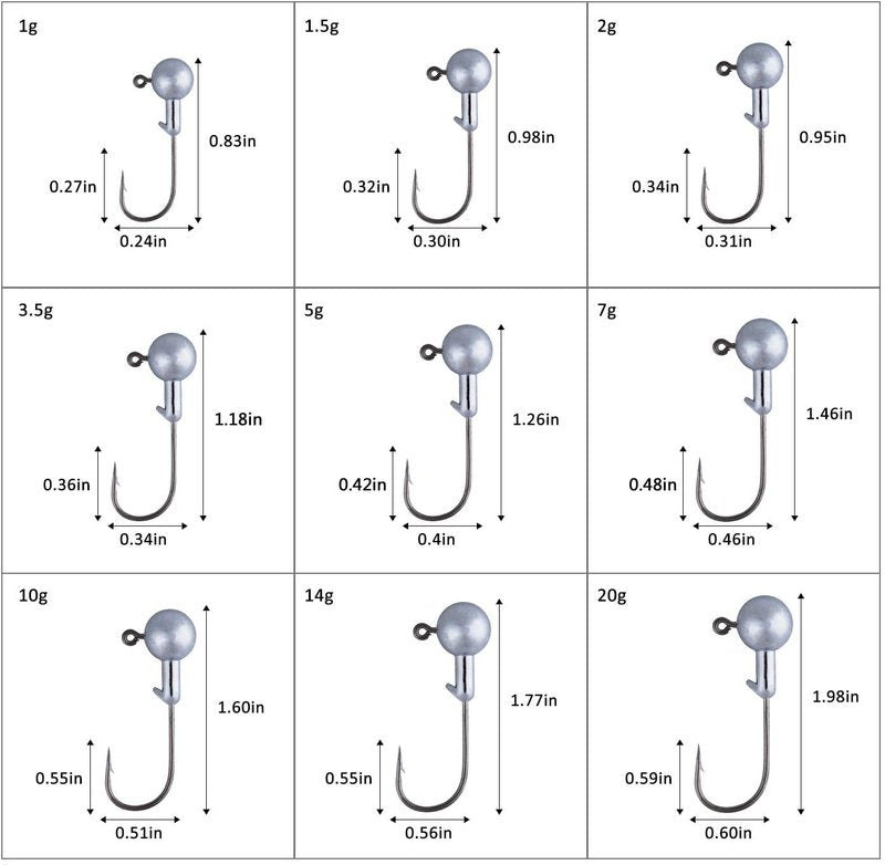 Goture Round Jig Head, Jig Head Hooks for Freshwater Saltwater Fishing, Swimbait Jig Heads with Fishing Box for Trout Bass Fishing, Crappie Jig Heads(3/16oz,50pcs)
