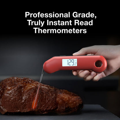 ThermoMaven ProfessionaI Meat Thermometer Digital, 3X Faster 0.5 Sec Instant Read, NIST Certified Accuracy ±0.5°F, 100% Waterproof Probe, Auto-Rotate Bright Indicator, for Candy/Grill/BBQ, Red & Gray