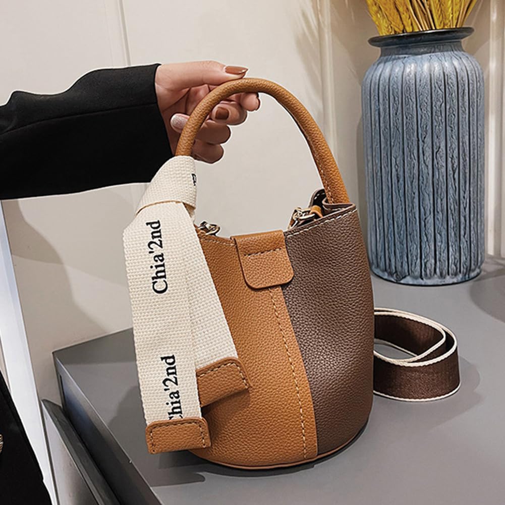 WADORN DIY PU Leather Bag Making Kit for Women, Handbags Sewing Kit for Adult DIY Bucket Bag Making Kit with Lined Pockets DIY Purse Cross Leather Craft Bag Making Supplies, 6.7x6.7 Inch, Brown