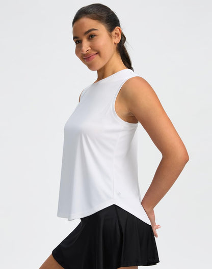 SANTINY Women's Sleeveless Workout Tops Lightweight Tennis Yoga Gym Athletic Running Shirts Racerback Tank Tops for Women (White_L)