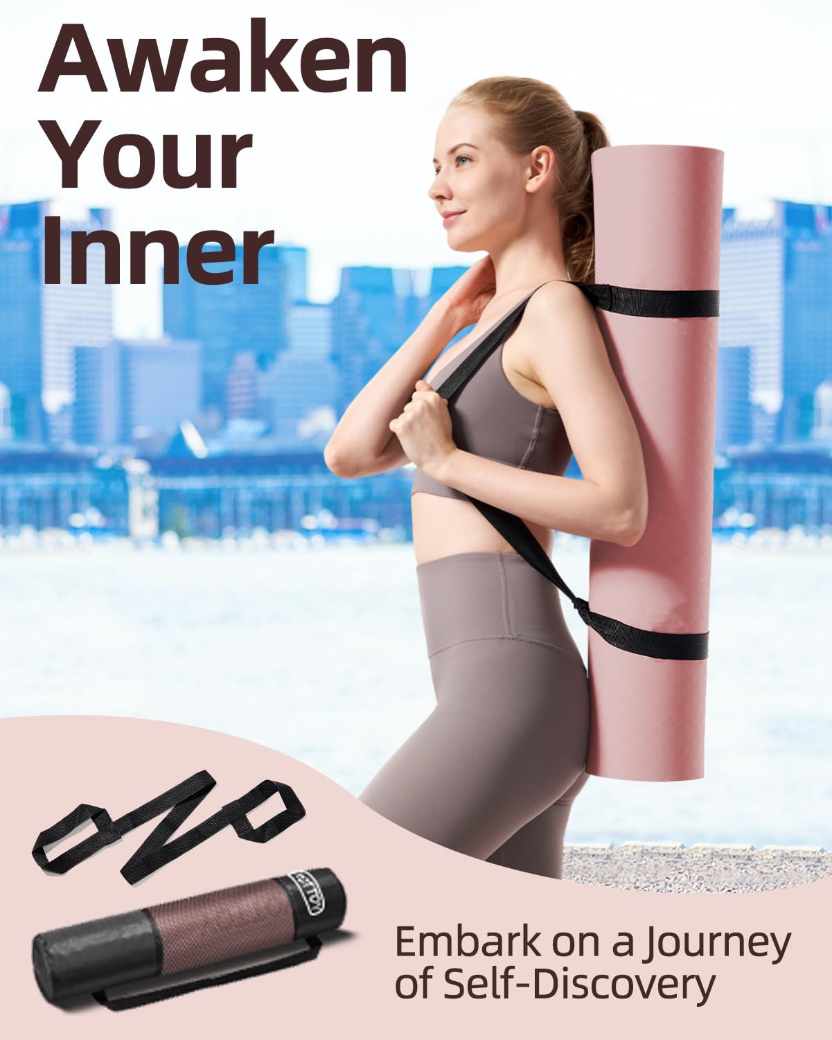 YOTTOY Yoga Mat, 72"x 32"x1/3" Extra Wide Non-Slip Exercise Fitness Yoga Mats,Eco-Friendly TPE Exercise Mats for Women Men Home Workout with Strap Bag (Coral, 72x32x1/3)