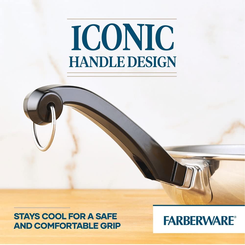 Farberware Classic Stainless Steel Cookware Pots and Pans Set, 15-Piece,50049,Silver