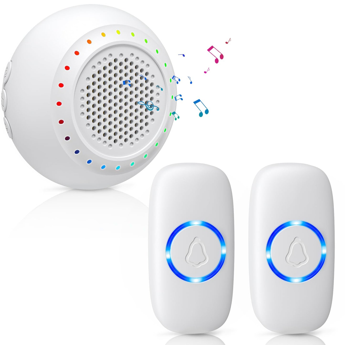Wireless Doorbell • PHYSEN • Doorbell Chime Kits with 1 Transmitter 1 Receiver • Waterproof • Operating at 1000ft Range • 32 Ringtones • 4 Volume Levels • LED Flash • Door Bell for Home Classroom