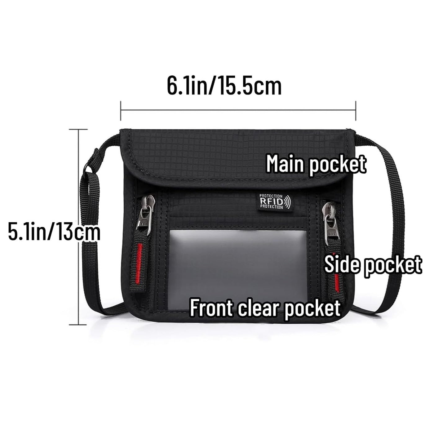 Passport Holder for Travel Pouch Neck Wallet for Traveling Women Men with RFID Blocking Waterproof and Slim Neck Pouch Adjustable Neck Strap (Blue)