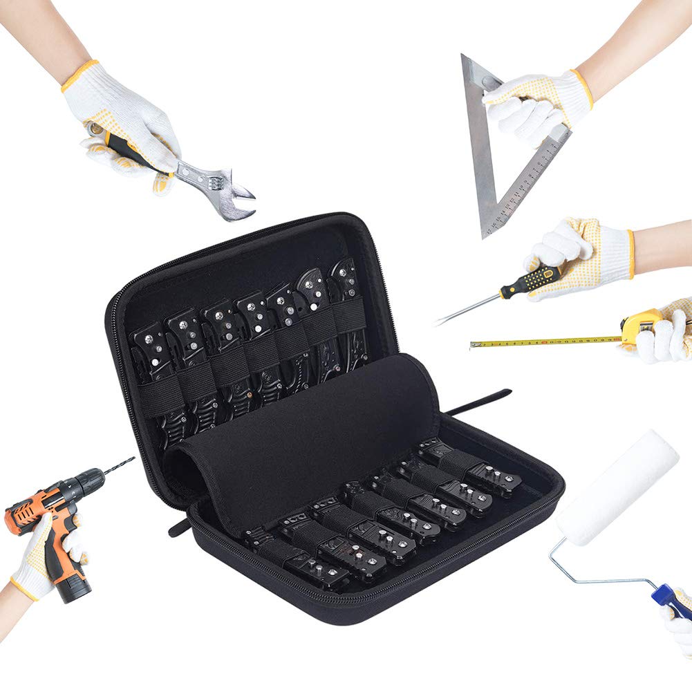 HERSENT Pocket Knife Display Case,Knife Storage Organizer,14 Slots Folding Knife Storage Case,Small Knife Collection Carrier Bag for Survival Tactical Outdoor EDC Mini Knife